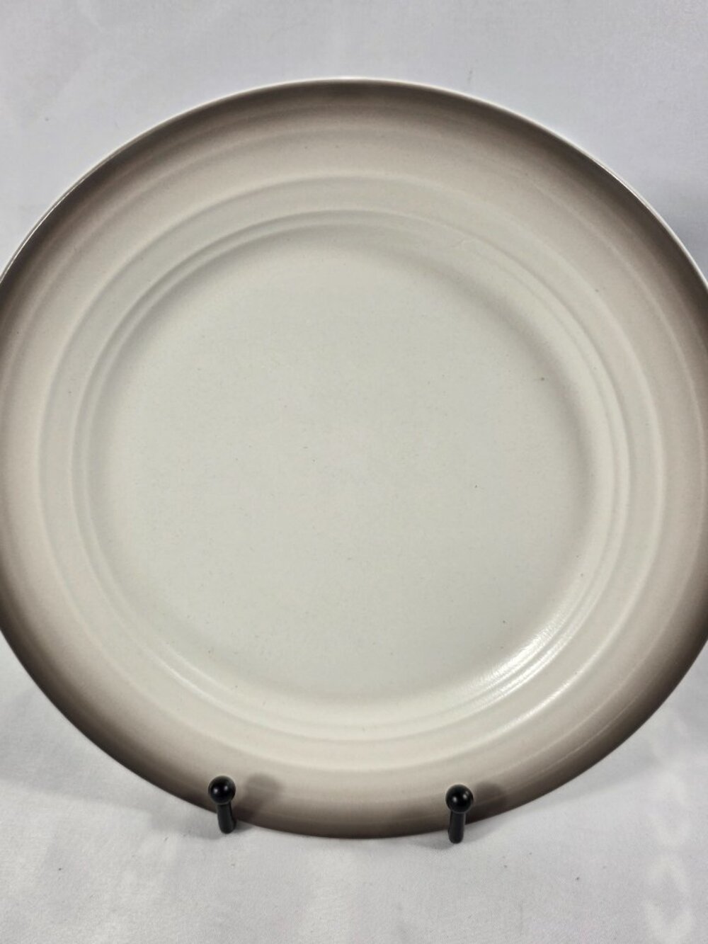 Mikasa Swirl Ombre Mocha Salad Plate White with Mocha Border Embossed Rings